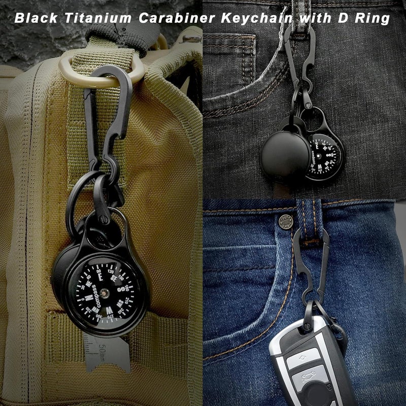 PJYTAC Titanium Carabiner Keychain Clip for Keys, Minimalist Heavy Duty Keychain Key Clip Holder EDC Quick Release Hooks - Image 2